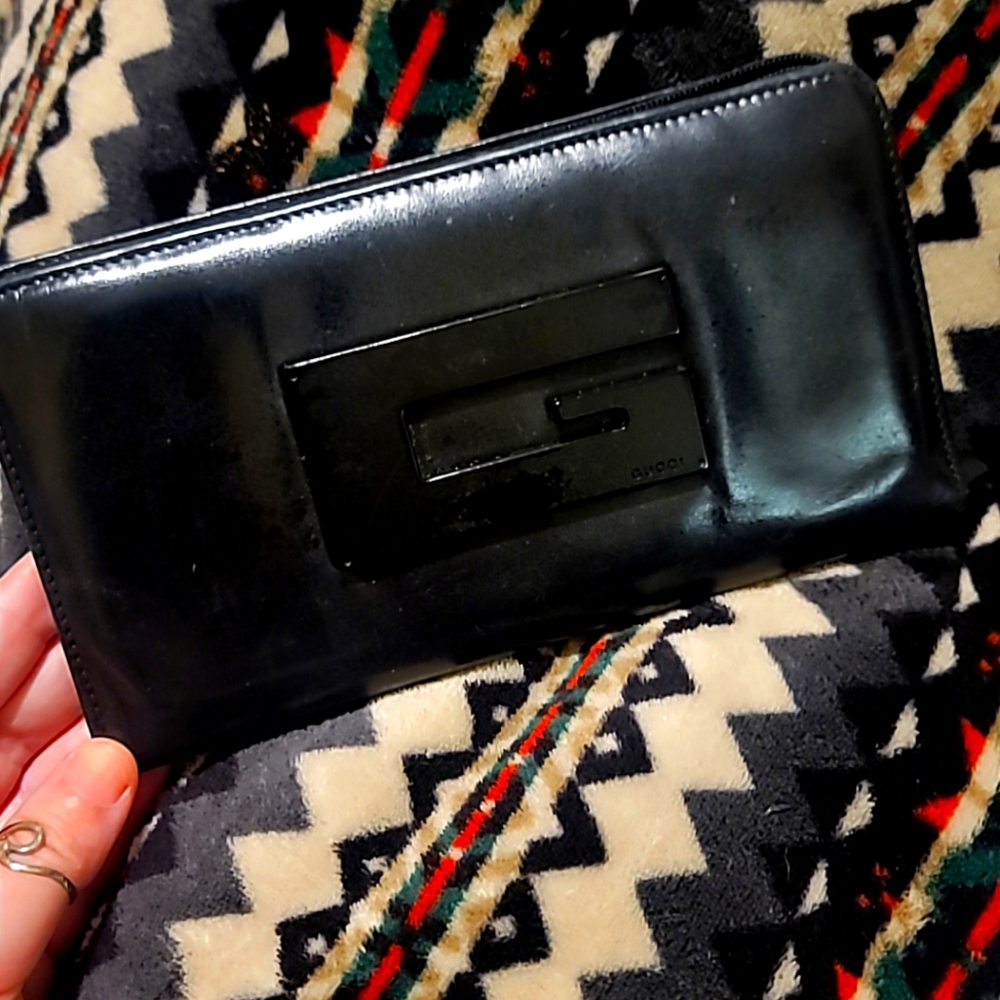 Authentic Gucci Black Leather Wallet/ Vintage serial # 035-0416-1978